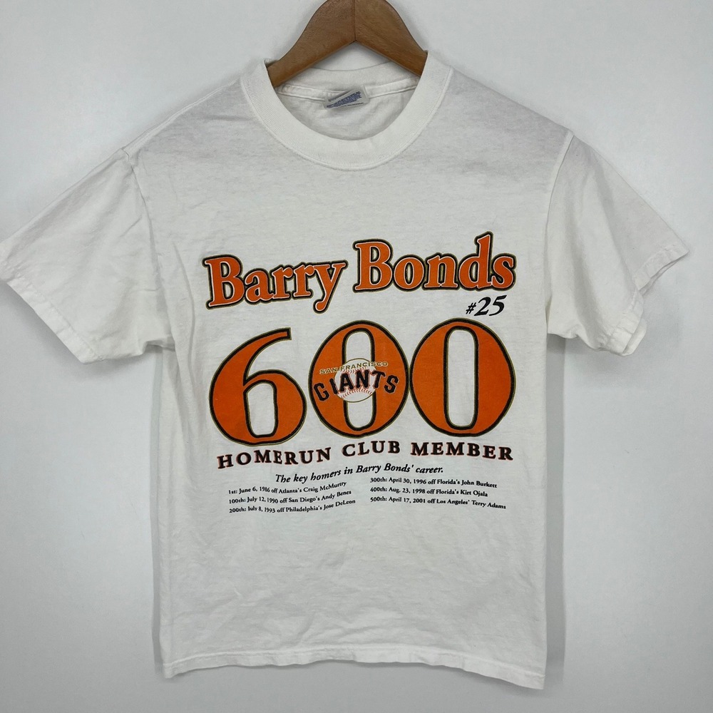 Barry Bonds 600 Homerun Club San Francisco Giants Hanes T-Shirt White Small